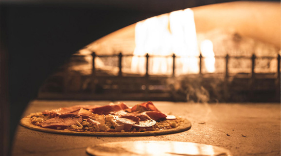 Pizza in an oven